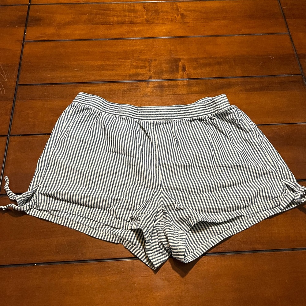 Madewell Black and White Striped High Waist Shorts